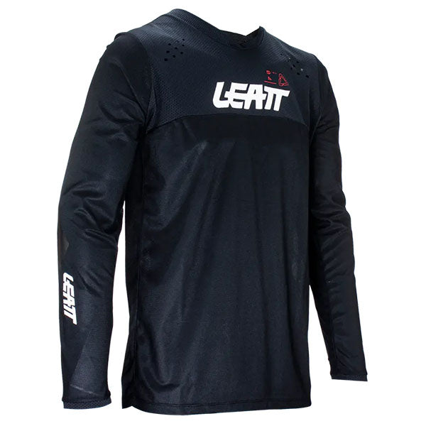 Product photo showing Leatt, Moto 4.5 Enduro Jersey in Black, Colors: Black, Blue, Forge, Stone, Sizes: 2-3, SKU: 5024080335