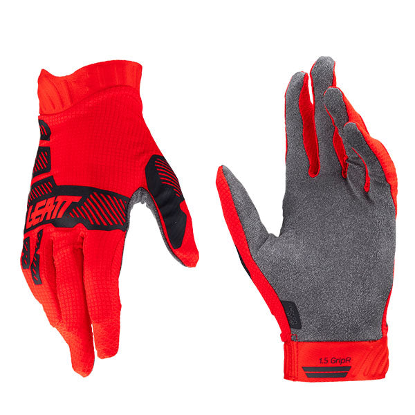 Product photo showing Leatt, Moto 1.5 Gloves (Youth) in Stealth, Colors: Blue, Lime, Red, Stealth, Sizes: 2-2, SKU: 6024090360