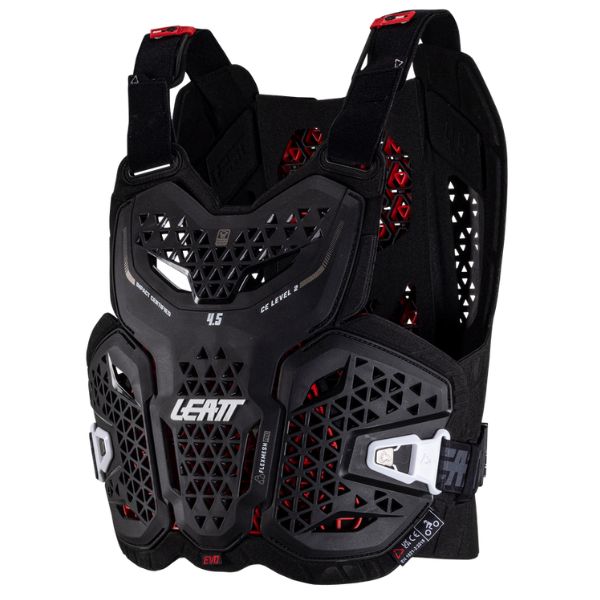 Product photo showing Leatt, 4.5 Evo Chest Protector in Black, Colors: Black, White, Sizes: 2-2, SKU: 5025202380