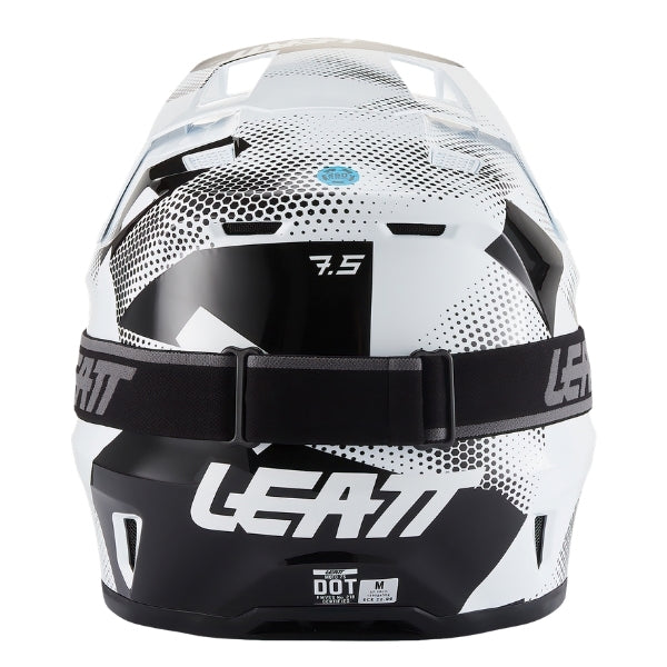 Leatt Moto 7.5 motocross helmet kit in Camo Black/White, rear view showing the shell vents and goggle strap