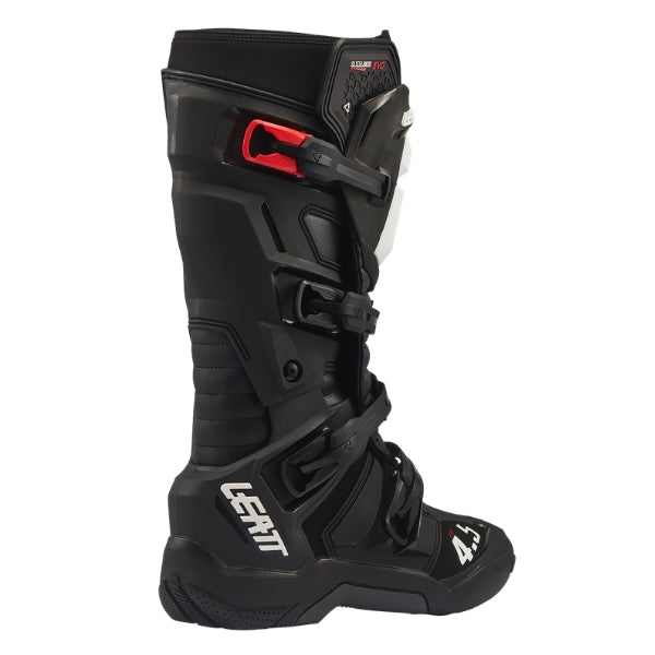 Leatt Moto 4.5 Evo boots in Black, opposite-side profile showing the buckle system and ankle panels