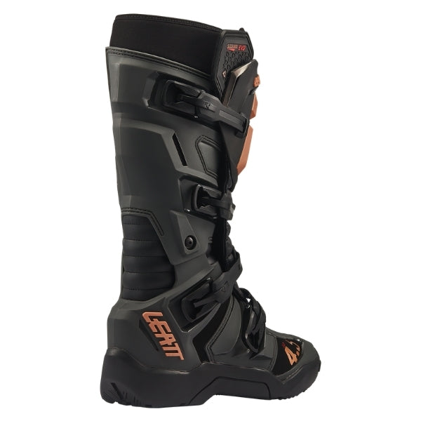 Leatt Moto 4.5 Enduro Evo boots in Graphene Black, opposite-side profile showing the buckle system and ankle panels
