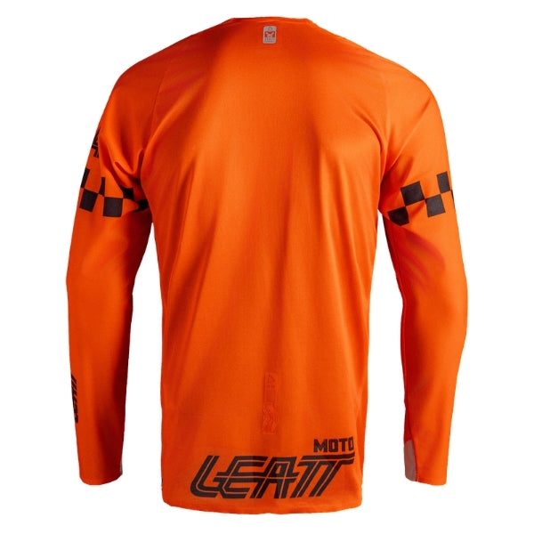 Leatt Moto 4.5 Enduro X-Flow Jersey in Speed Orange, rear view showing the back and sleeve graphics