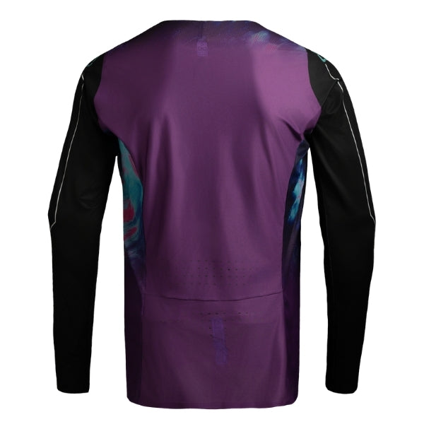 Leatt Moto 5.5 UltraWeld Jersey in AI Purple, rear view showing the back and sleeve graphics