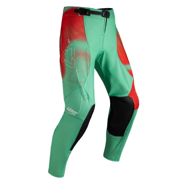 Leatt Moto 4.5 Pants Women's in Teal Green, front view showing the waist, thigh, and knee panels