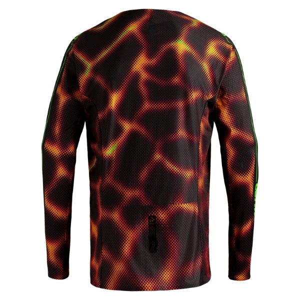 Leatt Moto 4.5 Youth jersey in Fire Orange, rear view showing the back and sleeve graphics