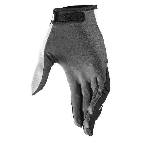 Leatt Moto 1.5 GripR Youth gloves in White, palm side showing the grip surface and finger panels