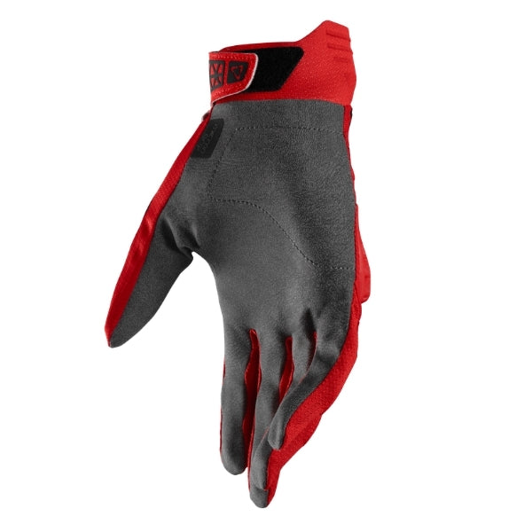 Leatt Moto 3.5 Lite Gloves in Speed Red, palm side showing the grip surface and finger panels
