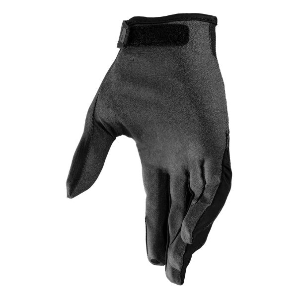 Leatt Moto 1.5 GripR gloves in Black, palm side showing the grip surface and finger panels