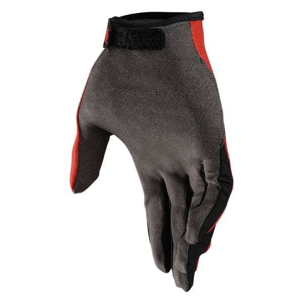 Leatt Moto 1.5 GripR gloves in Red, palm side showing the grip surface and finger panels