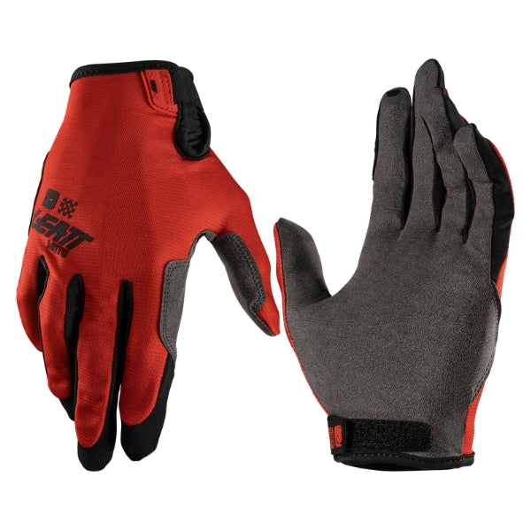 Leatt Moto 1.5 GripR gloves in Red, pair showing the back-of-hand and palm sides together