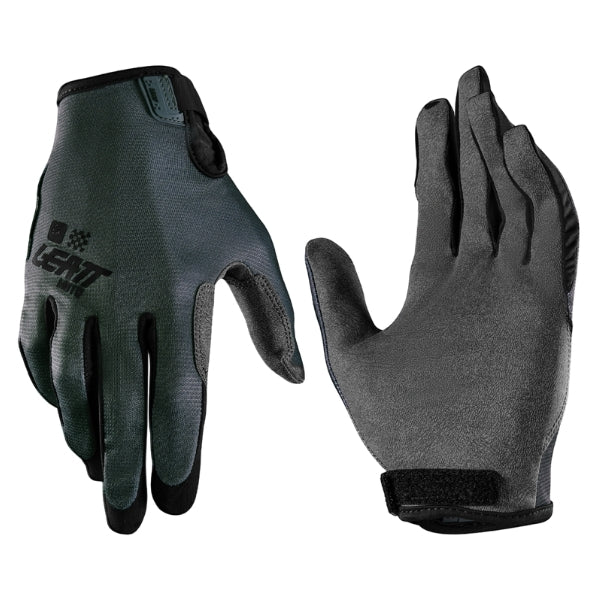 Leatt Moto 1.5 GripR gloves in Stealth Grey, pair showing the back-of-hand and palm sides together