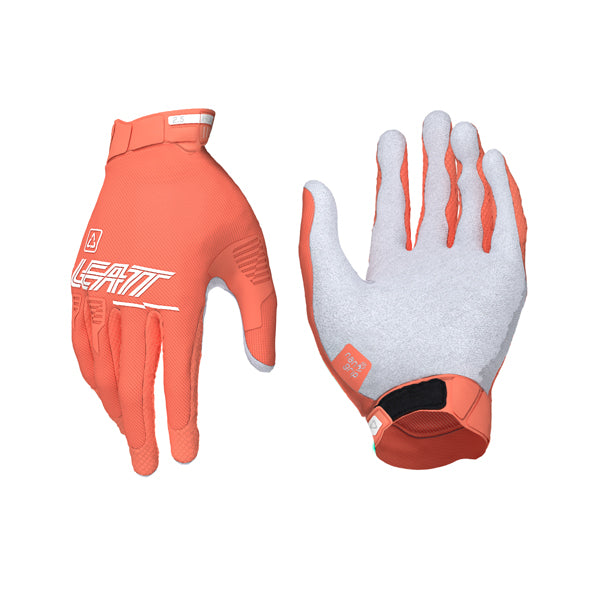 Product photo showing Leatt, V26 Moto 2.5 X-Flow Gloves (Womens) in Coral Pink, Colors: Coral Pink, Deep Blue, Sizes: LG, MD, SM