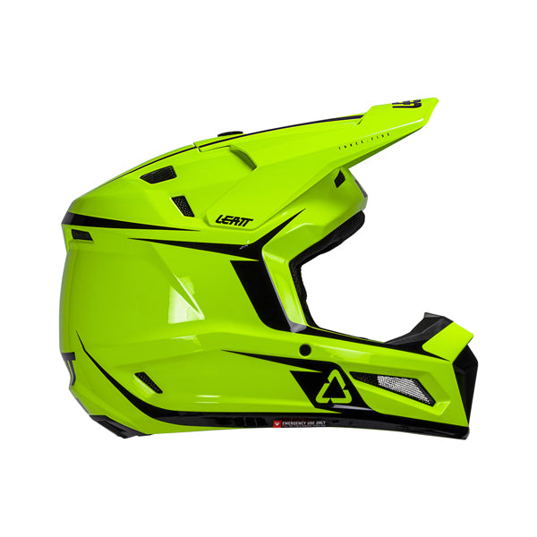 Product photo showing Leatt, V26 Moto 3.5 Helmet Kit (Youth) in Neon Yellow, Colors: Blue, Neon Yellow, Storm Teal, Sizes: Y-LG, Y-MD