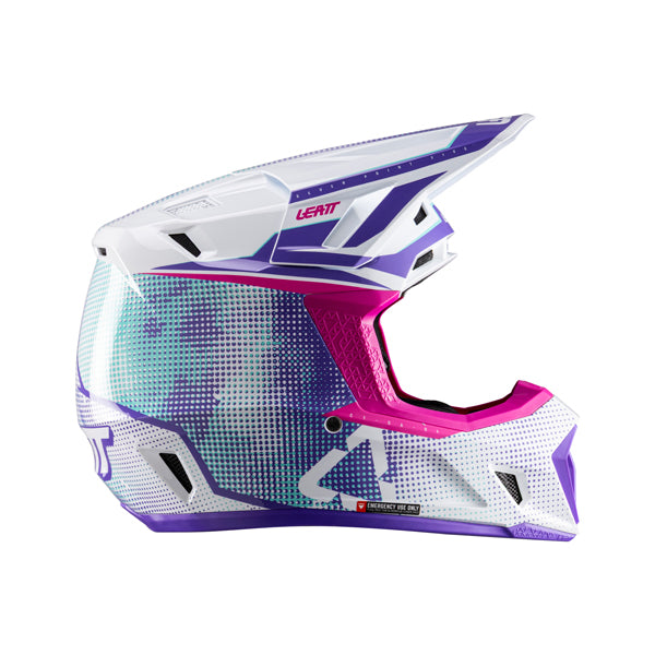 Product photo showing Leatt, V26 Moto 7.5 Helmet Kit in Pixel Blue, Colors: Pixel Blue, Purple, Red, White/Red, Sizes: 2-2