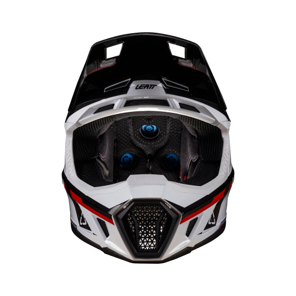 Product photo showing Leatt, V26 Moto 7.5 Helmet Kit in White/Red, Colors: Pixel Blue, Purple, Red, White/Red, Sizes: 2-2