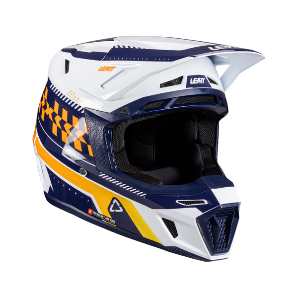 Product photo showing Leatt, V26 Moto 8.5 Helmet Kit in Grey, Colors: Grey, Orange, Pinata Teal, Royal Blue/Red, Sizes: 2-2
