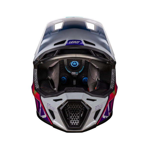 Product photo showing Leatt, V26 Moto 8.5 Helmet Kit in Pinata Teal, Colors: Grey, Orange, Pinata Teal, Royal Blue/Red, Sizes: 2-2