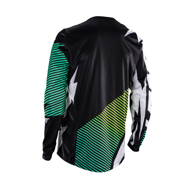 Detailed product image of Leatt, V26 Moto 3.5 Jersey in Stealth Black/Grey, Colors: Blue, Brown, Orange, Red, Retro Pink, Stealth Black/Grey, Storm Teal, Sizes: 2-5, SKU: 5026020542