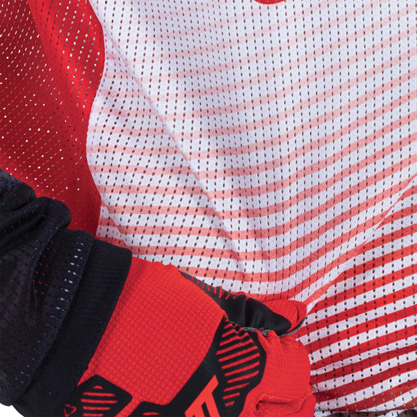 Detailed product image of Leatt, V26 Moto 4.5 X-Flow Jersey in Red, Colors: Black, Pixel Blue, Red, Sizes: 2-3, SKU: 5026000524