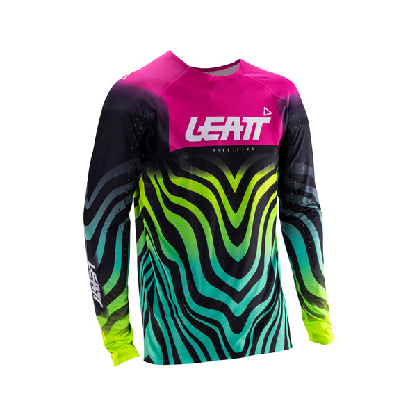 Image showing Leatt, V26 Moto 5.5 UltraWeld Jersey in Orange, Colors: Black, Orange, Pinata Teal, Purple, Royal Blue/Red, Tiger Pink, Sizes: 2-3, SKU: 5026000101