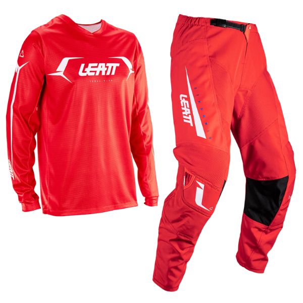 Product photo showing Leatt, V26 Moto 3.5 Ride Jersey, Pant Combo (Youth) in Orange, Colors: Orange, Red, Retro Pink, Stealth, Storm Teal, Sizes: 20-218, SKU: 5026001060