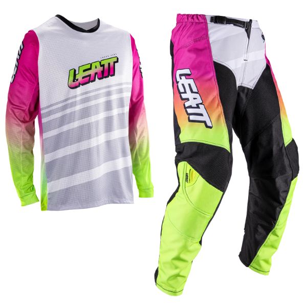 Studio product image of Leatt, V26 Moto 3.5 Ride Jersey, Pant Combo (Youth) in Orange, Colors: Orange, Red, Retro Pink, Stealth, Storm Teal, Sizes: 20-218, SKU: 5026001060