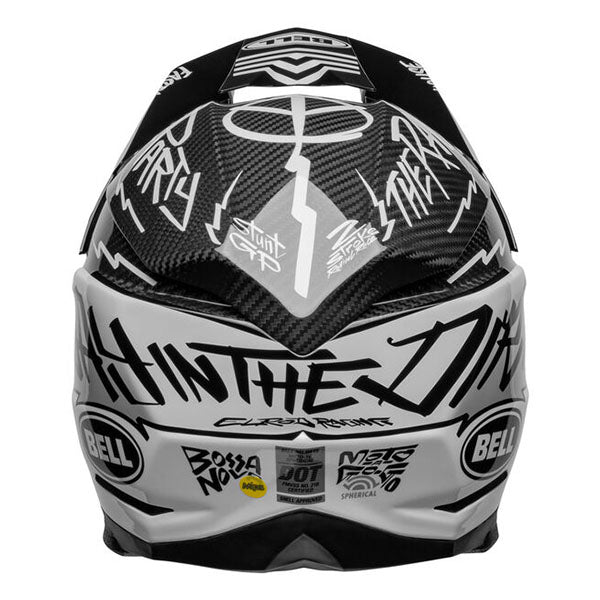 motorcycle helmet, rear view, showing aerodynamic shell design, ventilation ports, and secure retention system built for rider comfort and protection