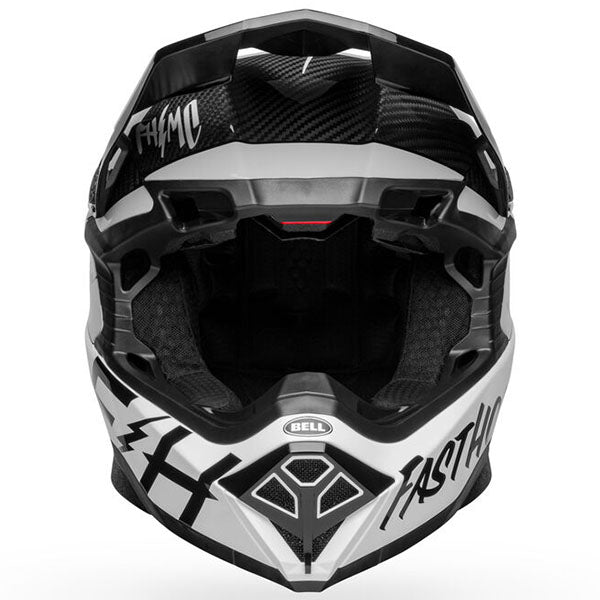 motorcycle helmet, front view, showing aerodynamic shell design, ventilation ports, and secure retention system built for rider comfort and protection. SKU 07143949.