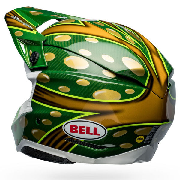 motorcycle helmet, showing aerodynamic shell design, ventilation ports, and secure retention system built for rider comfort and protection