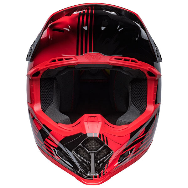 motorcycle helmet, showing aerodynamic shell design, ventilation ports, and secure retention system built for rider comfort and protection