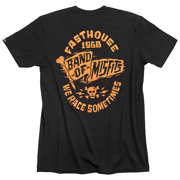 Crisp studio image on a white background of Fasthouse Marauder Tee; showing tee fit, printed graphics, and crew neckline; SKU 3211240004; Sizes: S-3XL