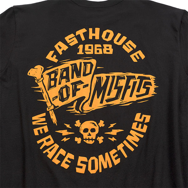 Professional studio photo of Fasthouse Marauder Tee; showing tee fit, printed graphics, and crew neckline; SKU 3211240004; Colors: Black, Cardinal
