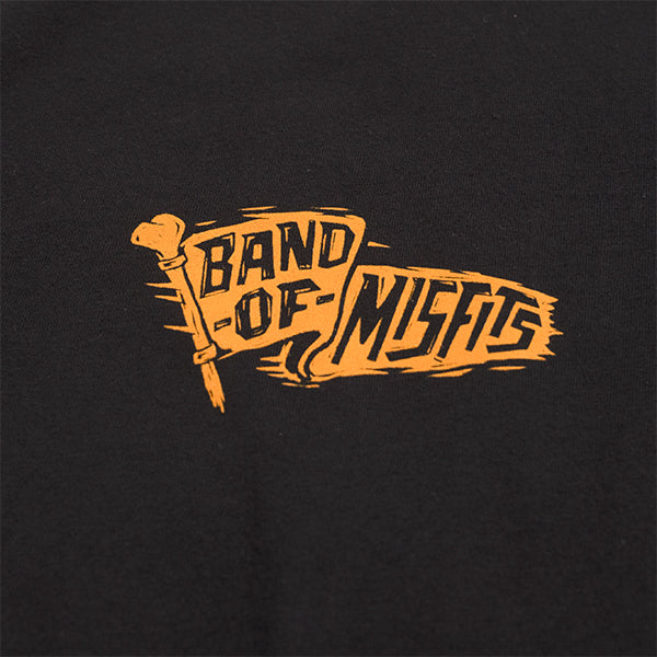High-resolution studio image of Fasthouse Marauder Tee; showing tee fit, printed graphics, and crew neckline; SKU 3211240004; Colors: Black, Cardinal