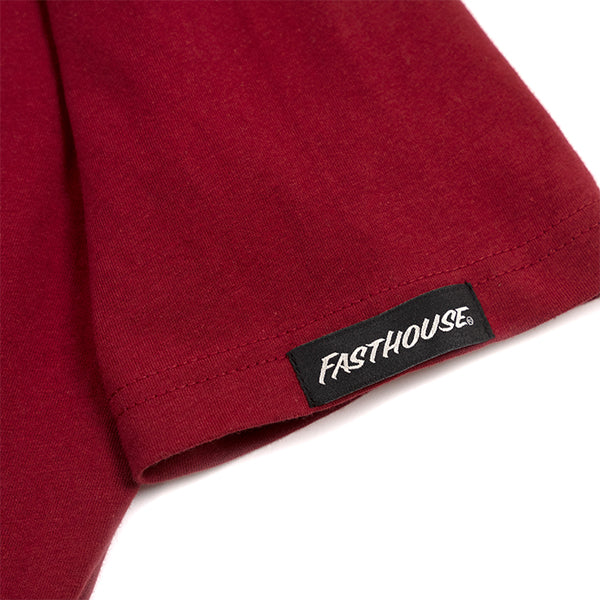 Professional studio photo of Fasthouse Marauder Tee; showing tee fit, printed graphics, and crew neckline; SKU 3211240004; Colors: Black, Cardinal