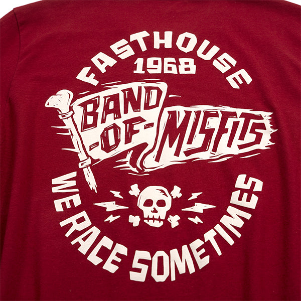 Crisp studio image on a white background of Fasthouse Marauder Tee; showing tee fit, printed graphics, and crew neckline; SKU 3211240004; Sizes: S-3XL