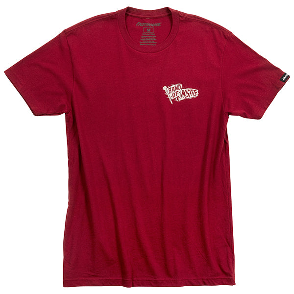 Clean studio shot of Fasthouse Marauder Tee; showing tee fit, printed graphics, and crew neckline; SKU 3211240004; Colors: Black, Cardinal; Sizes: S-3XL