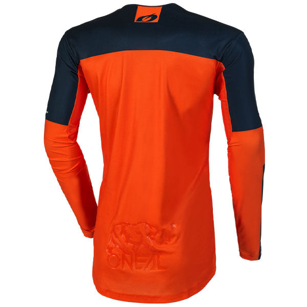 Detailed studio photograph of O'Neal, Mayhem Hexx V.23 Jersey, SKU M004-305, color options Red/Black, Blue/Orange, Grey/Neon, Black/White, Black/Grey, sizes XL–2X