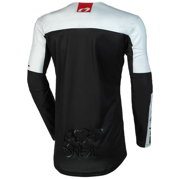 High-resolution studio image of O'Neal, Mayhem Hexx V.23 Jersey, SKU M004-004, color options Red/Black, Blue/Orange, Grey/Neon, Black/White, Black/Grey, sizes XL–2X