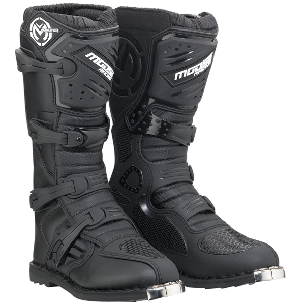 Product image of Moose Racing Qualifier MX Boots color Black bcdea07e b02d 4ff8 be07 11ed7cfda8d2 motocross boots showing design and colorway | Available at BTO Sports