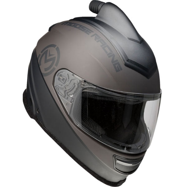 Studio view of Moose Racing - Air Intake Helmet helmet, in Black, vented chin bar and intake ports, on a clean white background, (SKU 11080), Colors: 2XL, LG, MD, SM, XL, XS, Sizes: Black