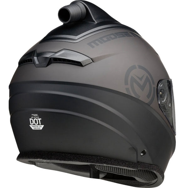Studio view of Moose Racing - Air Intake Helmet helmet, in Black, vented chin bar and intake ports, on a clean white background, (SKU 11080), Colors: 2XL, LG, MD, SM, XL, XS, Sizes: Black