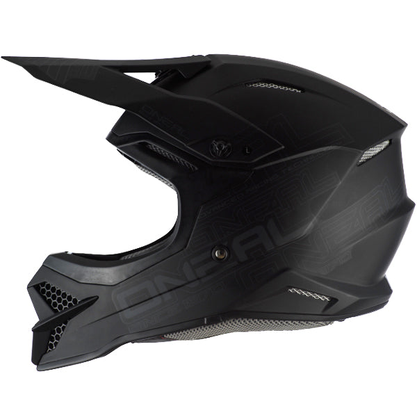 Studio image highlighting O'Neal, 3 Series Flat 2.0 Helmet, SKU 0627-007, color options Black, White, sizes XS–3X