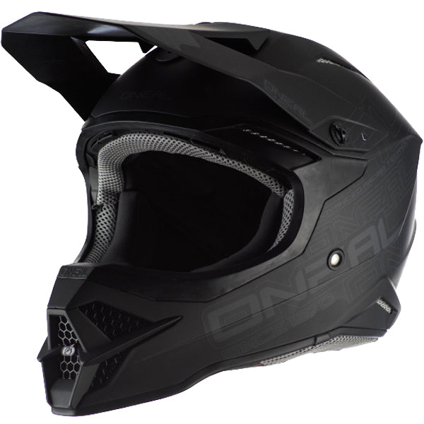 Studio photo showcasing O'Neal, 3 Series Flat 2.0 Helmet, SKU 0627-015, color options Black, White, sizes XS–3X
