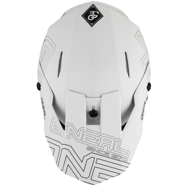 Studio product photo on a neutral background of O'Neal, 3 Series Flat 2.0 Helmet, SKU 0627-006, color options Black, White, sizes XS–3X