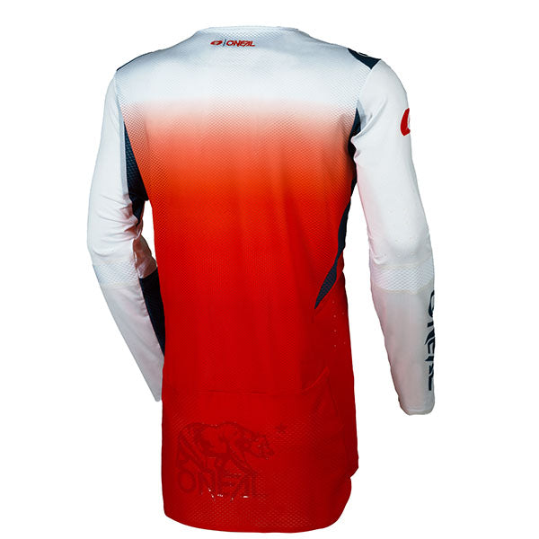 Studio image highlighting O'Neal, Prodigy Jersey, SKU P001-213, color options Orange/White, Blue/Pink, Blue/Neon, sizes XL–2X