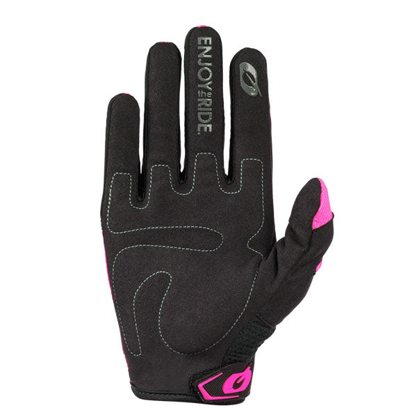 Detailed studio photograph of O'Neal, Element Racewear V.24 Glove (Girls), Offroad Gloves, SKU E032-713, color options Pink, sizes Y-XS, Y-SM, Y-MD, Y-LG