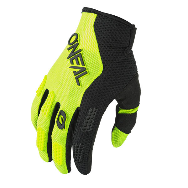 Catalog studio image of O'Neal, Element Racewear V.24 Glove (Youth), Offroad Gloves, SKU E032-403, color options Black, Blue, Red, Orange, Neon Yellow, sizes Y-XS, Y-SM, Y-MD, Y-LG, Y-XL