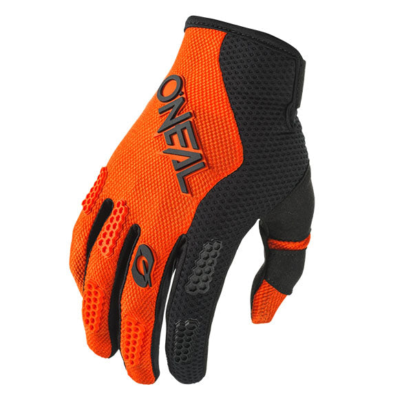 Studio image highlighting O'Neal, Element Racewear V.24 Glove (Youth), Offroad Gloves, SKU E032-503, color options Black, Blue, Red, Orange, Neon Yellow, sizes Y-XS, Y-SM, Y-MD, Y-LG, Y-XL