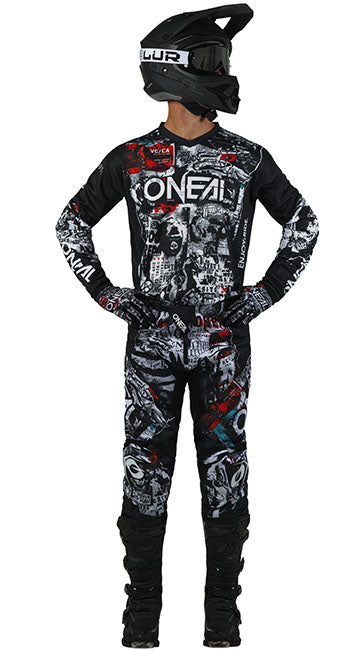 Clean studio photo on a white background of O'Neal, Element Attack V.25 Jersey, Pant Combo (Youth), Gear Combo, SKU oneal-mx25-element-attack-v25-jersey-pant-combo-youth